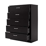  bon_shop - Cajonera de Almacenamiento para Muebles de Pasillo, Negro, 5 cajones