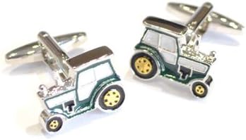 Green enamalled Tractor cufflinks