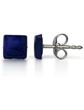 Lapislazuli Ohrstecker, natürlicher Lapislazuli, Quadrat, 6mmx6mm, 925 Silber