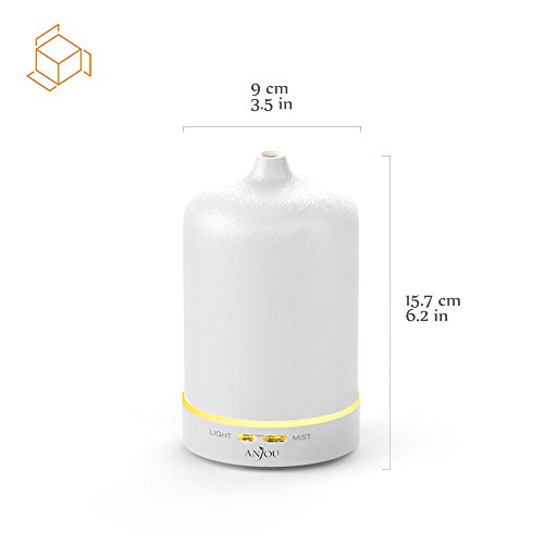Aroma Diffuser Anjou Luftbefeuchter Oil Düfte Keramik LED mit 7 Farbwechsel 100ml für Yoga Salon Spa Wohn-, Schlaf-, Bade- oder Kinderzimmer Hotel, Weiß - 9