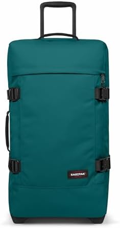 Eastpak Tranverz M Valigia Media 78L (67 x 35,5 x 30 cm), Bagaglio a Ruote, Valigia Leggera e Resistente con Doppio Scomparto, Manico Telescopico e Serratura TSA - PEACOCK GREEN