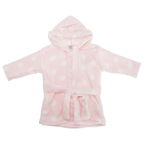 Baby Unisex Supersoft Spotty Hooded Dressing Gown/Bath Robe (3-6 Months) (Pink)