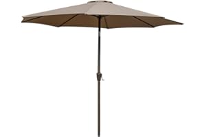 LOLAhome Parasol +RESISTENTE, color Topo, mástil de aluminio Marrón, con Antiviento y Manivela, Elegante y Duradero, tratamiento Anti-corrosión, Para Exterior, Jardín - Tessa