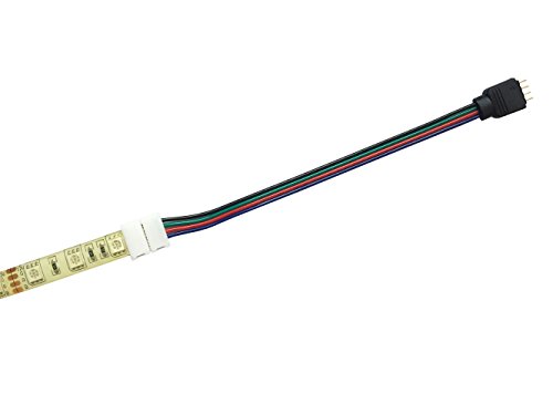 LitaElek 10x RGB 5050 Schnellverbinder 10mm Breit 4 polig Verbindungskabel Anschlusskabel LED Stripe Verbinder Adapter für SMD 5050 RGB LED Streifen zu RGB 3528 2835 LED Streifen, zu DC Stromversorgung, zu LED Controller-17cm, Ohne Löten - 8