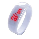 Zolimx Damen Herren Sport Uhr Gummi LED Digital Display Armbanduhr Kinder Studenten Silica Gel Sportuhr (Weiß 1)