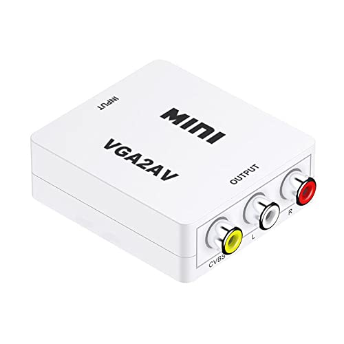 ETZIN 1080P Mini VGA to AV RCA Converter with 3.5mm Audio Ports VGA2AV Connector (VGA-to-AV)-EPL-658VC.