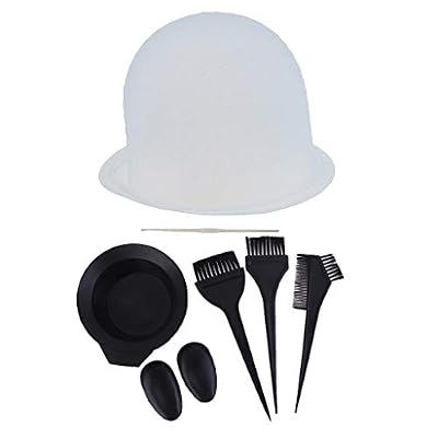 perfk Outil de Coloration Bonnet a Mèches en Silicone Coloration Cheveux Brosse et Bol Peigne pour Salon de Coiffure Résistance à la Chaleur