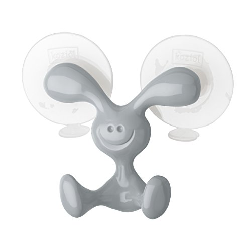 koziol Wandhaken mit Saugnapf Bunny, Kunststoff, solid cool grey, 4,2 x 10,5 x 9 cm