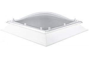 Coxdome Fixed Skylight Window - Double Glazed Polycarbonate Dome Rooflight for Flat Roof. Non-Opening Roof Light, for Home Extension or Office Room- Natural Sun Lighting Solution (1000x1000mm, Clear)
