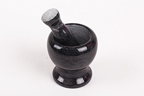 Edler Mörser aus schwarzem Granit (Ø x H): ca. 10 x 11 cm, Innendurchmesser ca. 7 cm, ca. 1,5 kg, auch als edles Geschenk geeignet