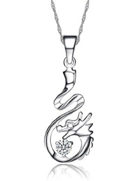 Damen Sterling-Silber Stern Einfache Mode Drache Huhn Häschen Anhänger Halskette. für Frauen Mädchen