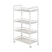 Produktbild OFCASA 4-Tier Lagerregal mit Rädern Regal Weiß Stabiler Küchenwagen & Wohnzimmer-Wagen Modern Haushaltsregal Metall Regal Leiter Pflanzenregal 320x600x1000mm