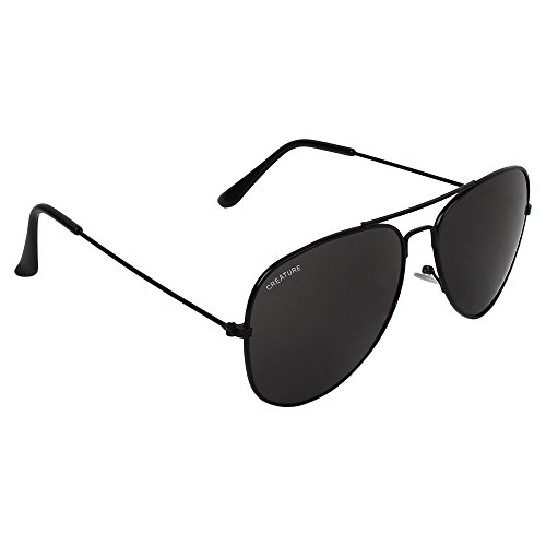 CREATURE Basic Black Aviator Uv-Protected Unisex Sunglasses(Lens-Jet-Black||Frame-Black||SUN-004) RS.247.00