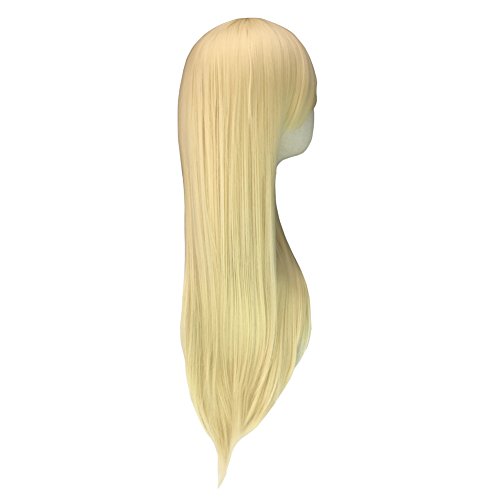 Perücke Blond 80cm Lange Haare Sexy Damenperücke Wig für Karneval Cosplay Halloween fasching (hellblond) - 2