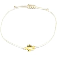 Armband Schildkröte Gold Beige - Größenverstellbar, Makramee Armbändchen - Textilarmband