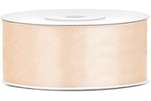 JAOW Ruban Satin Polyester Noeud et Emballage Cadeau 6/12/25/38/50/100mm x 25m (Taille 25mm x 25m - Couleur Crème)