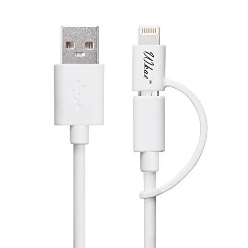 [Apple-MFI Certified] Wkae & reg; 2-in-1-Blitz zum USB-Kabel 8-Pin + Micro USB Ladekabel / Daten-Synchronisierungs-Kabel f¨¹r iPhone5 / 5s / 5c / 6/6 Plus Apple iPad Mini / IPAD AIR / iPod nano / iPod Touch / Samsung Galaxy S4 / S3 / Galaxy Tab Tablet PC Laptop Smartphone 1M wei?