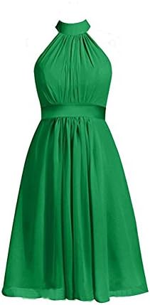 Aokaixi Halter Knee Length Short Bridesmaid Dresses For Wedding Party Gowns Emerald UK10