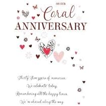 Icg On Our Coral 35th Wedding Anniversary Card Card Amazon Co Uk Kitchen Home