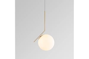Partenopea® Lampadario a sospensione lampada moderna da soffitto con corpo in metallo color bronzo e sfera in vetro attacco per lampadina G9 (lampadina esclusa, Sfera 20 cm)