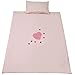 Saplings Pink Young Hearts Cot / Junior Bed Duvet Cover & Pillow Case Set