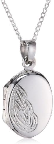 MiChic Silver Small Half Engraved Oval Locket with 46 cm Chain