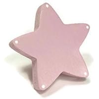 Bouton de meuble étoile rose en bois peint
