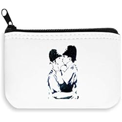 Banksy Graffiti Cops Kiss Zipper Wallet Coin Pocket Purse Billetera