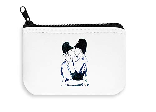 Banksy Graffiti Cops Kiss Zipper Wallet Coin Pocket Purse Billetera