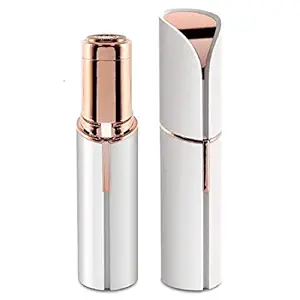 Forer Skincare Facial Hair Removal Machine for Women - Chin, Cheek, Eyebrow, Upper Lip Hair Remover for Women - Lipstick Shaped (White)