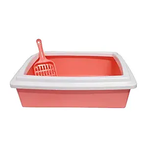 Jainsons Pet Products Cat Litter Box with Cat Litter Scoop (Medium, Pink)