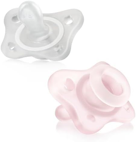 Chicco PhysioForma Ciuccio in Silicone 0-2 Mesi, 2 Pezzi, Set Gommottini 0-2 Mesi, Supportano la Respirazione Fisiologica e Favoriscono il Corretto Sviluppo della Bocca, Morbidi e Resistenti, Rosa