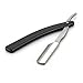 SODIAL(R) Black Plastic Steel Traditional Throat Cut Shaving Straight Blade Razor