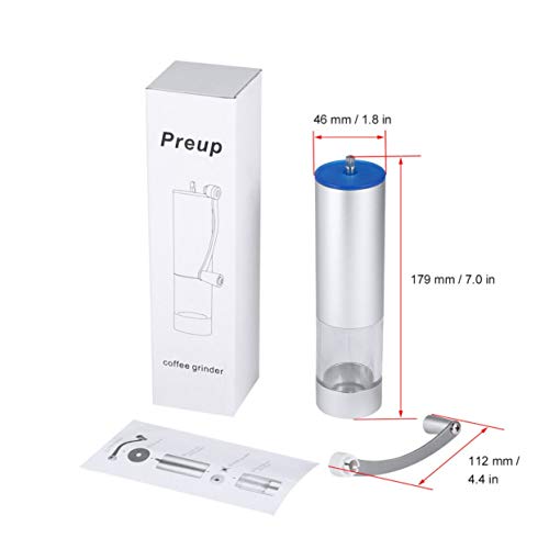 Preisvergleich Produktbild LoveOlvidoD Manuelle Kaffeemühle Konische Gratmühle für Präzisionsbrauen Einstellbare Mahlgradauswahl Geräuscharm Aluminiumlegierung Tragbar