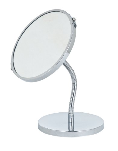 Wenko 3656430100 Kosmetik-Standspiegel Merano - klappbar, 300%, ø 16 cm, 18 x 27 x 17 cm, chrom