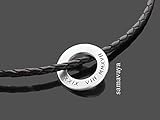  Herren Kette Gravur MESSAGE RING DATES Lederkette für Männer mit Silberring