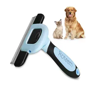 Roteem Dog Brush Effectively Reduces Shedding Professional Shedding Brush for Dogs and Cats Blue