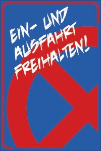 Ausfahrt / Einfahrt freihalten Schild -155s- Tag und Nacht freihalten 29,5cm * 20cm * 2mm, mit 4 Eckenbohrungen (3mm) inkl. 4 Schrauben - 5