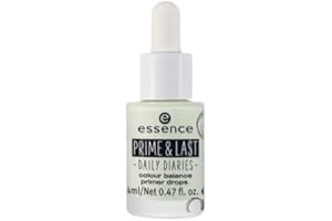 ESSENCE COSMETICS Essence Prime & Last Daily Diaries Colour balance primer drops Nr. 01 yes, but first make-up Inhalt: 14ml Primer der Rötungen ausgleicht und für ein ebenmäßiges Hautbild sorgt.