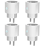 Prise Connectée,Prise Intelligente Wi-FI,Prise de Courant Compacte Contrôle par APP Gratuite ou Votre Voix, Compatible avec Alexa Google Home IFTTT Prise Mini avec fonction minuterie (4 Packs)