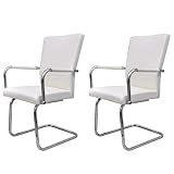 Color: Blanco vidaXL 2X Sillas de Comedor con Reposabrazos Cuero Artificial y Metal Blancas