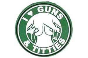 OLIGEI I ♥ Guns & Titties Grun PVC Airsoft Paintball Klett Emblem Abzeichen