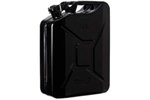 Oxid7® Bidón metálico de combustible 20 litros negro incl. embudo de llenado | Apto para gasolina, gasóleo y bioetanol | Bidón de gasolina 20L con homologación UN y homologado