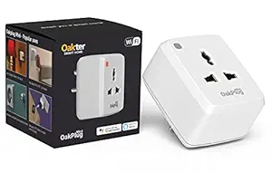 Oakter Wi-Fi Smart Plug 10A Suitable for Small appliances Like TVs, Electric Kettle, Mobile and Laptop Chargers with Universal Pin Support, Works with Alexa and Google Assistant