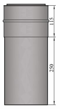 Ofenrohr Mauermuffe doppeltes Wandfutter mit einer angeschweißten Verlängerung Ø 120mm Gesamtänge 365 mm - 2