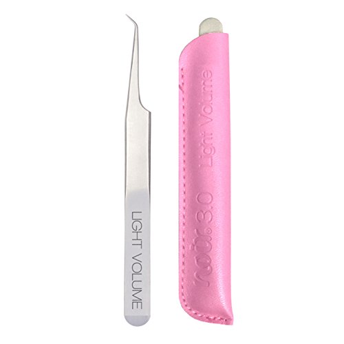 Noir Volume Lashes Light Volume Tweezers Professional Eyelash Extensions Tweezers Tool with Case Stainless Steel Curved Precision Tip …