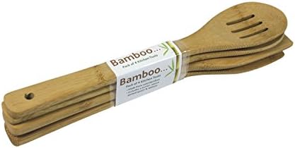 Set of 4 Bamboo Wooden Kitchen Utensils Tools. Spoon Spatula etc.