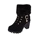 Produktbild ODJOY-FAN Frau BaumwollstiefelWinter Warmer Abschnitt Booties Behaart Niet Kurz Stiefel Dicker Absatz Martin Stiefel Mode Hoch Hacke Knöchel Boots Casual Damen Schuhe(Schwarz,36 CN)