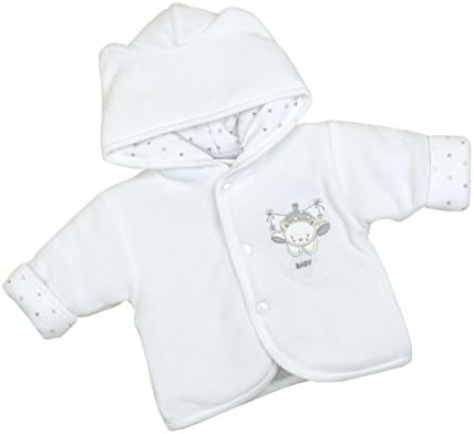 Dandelion Premature Baby Clothes Coat Jacket Cotton Velour Teddy 3-8lb WHITE P3