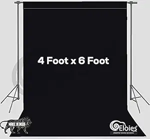 Eloies Professional (Heavy Duty Thick Lekra Polyester Fabric) Black Backdrop for Photography Video Making Photoshoot Background for Photography Recording Photo, Photoshoot (4 Feet x 6 Feet.)